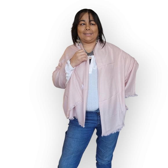 WOMENS PINK SHAWL SCARF - Picture 5 of 6